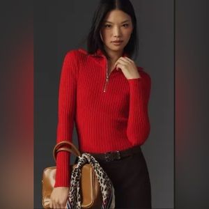 Maeve Fitted Half-Zip Sweater m nwt